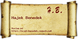 Hajek Benedek névjegykártya